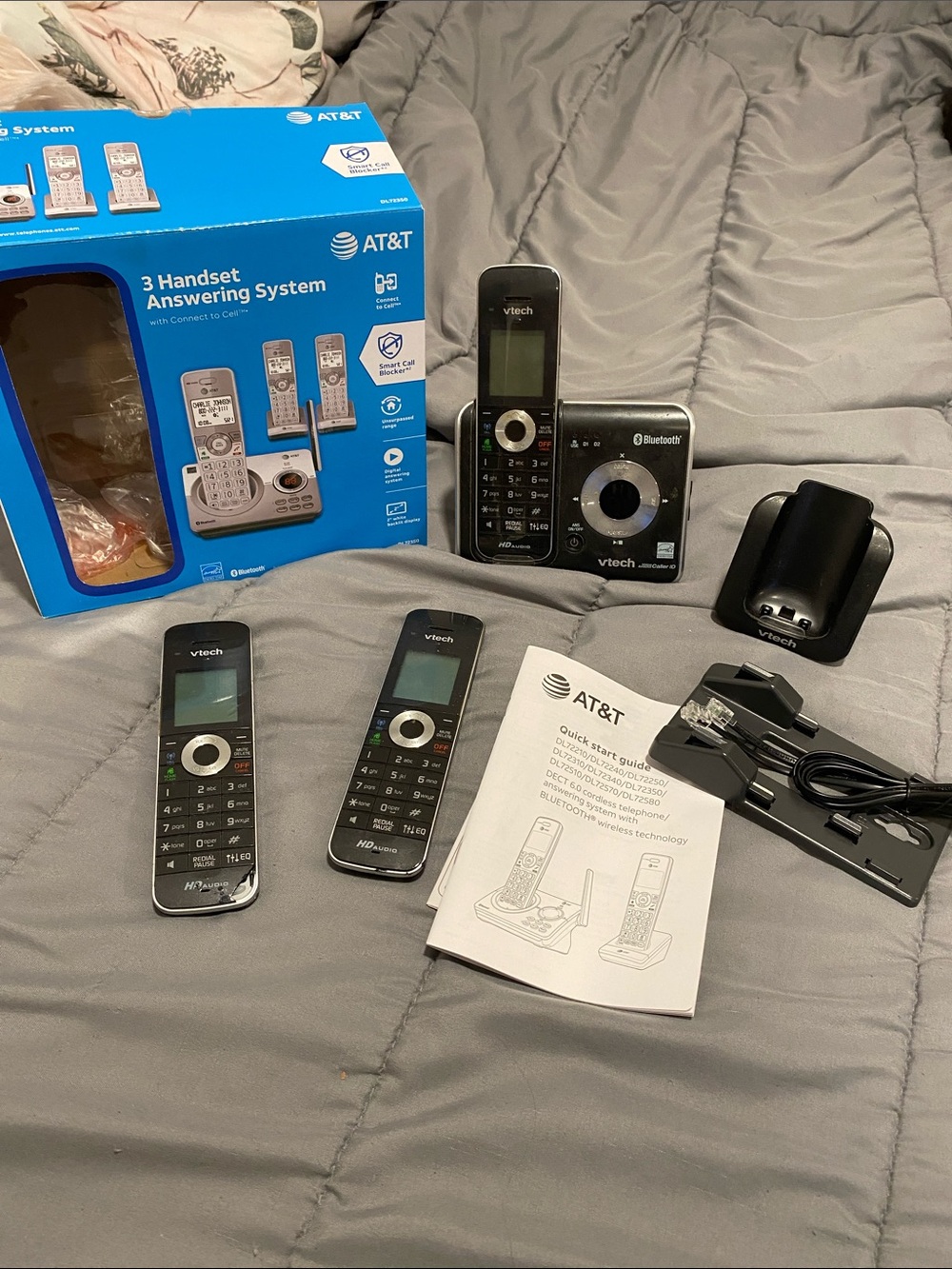 VTech 3-Handset Cordless Phone System with Bluetooth - Black